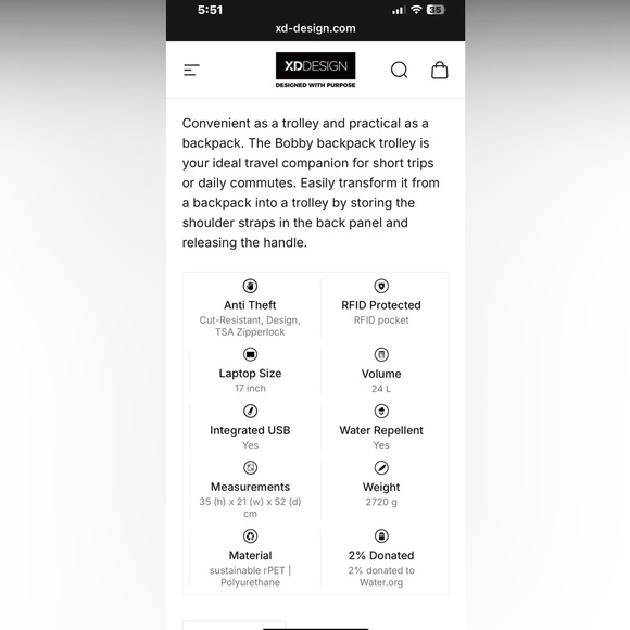XD-DESIGN BOBBY anti-theft backpack trolley - Picture 2 of 5